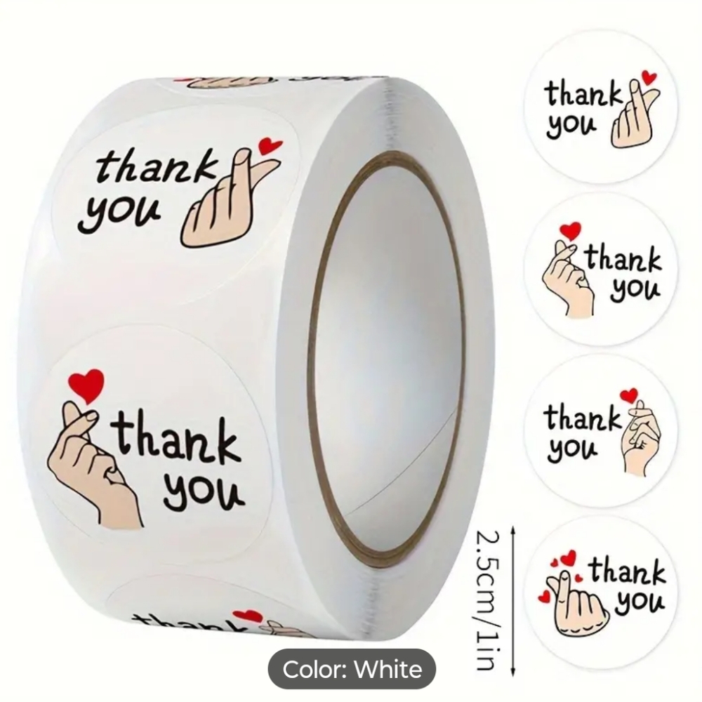 500pcs Heart Gesture 'Thank You' Stickers